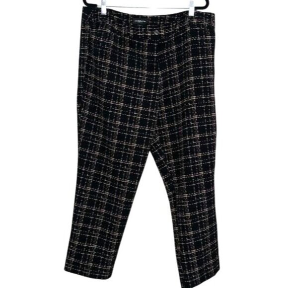 Liz Claiborne Career Emma Classic Plaid Pants Size 16 Black & Pink Polyester/Spa - Picture 1 of 9